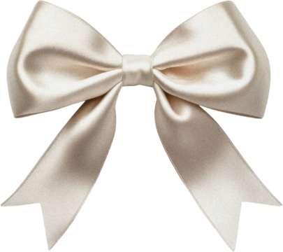 Elegant white satin bow with flowing tails