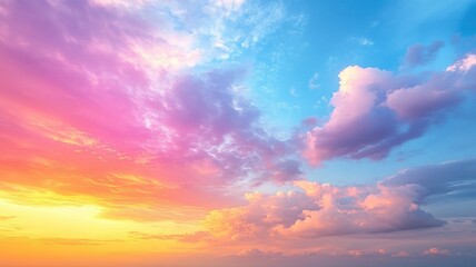 Obraz premium Vibrant Sunset Sky with Colorful Clouds and Dreamy Atmosphere