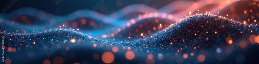 Poster big data analysis abstract background. matrix of glowing dots symbolizes data points connections. bl