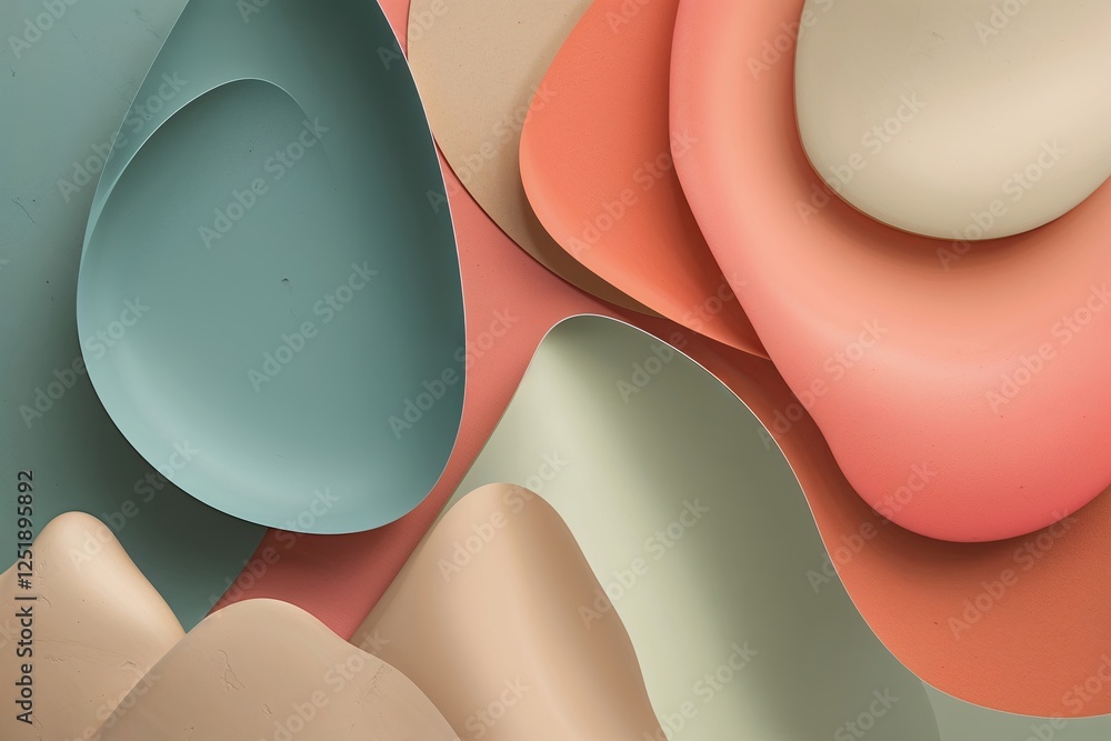 Poster vibrant rustic gradient background with minimalist colorful shapes in rainbow coral sage azure and b