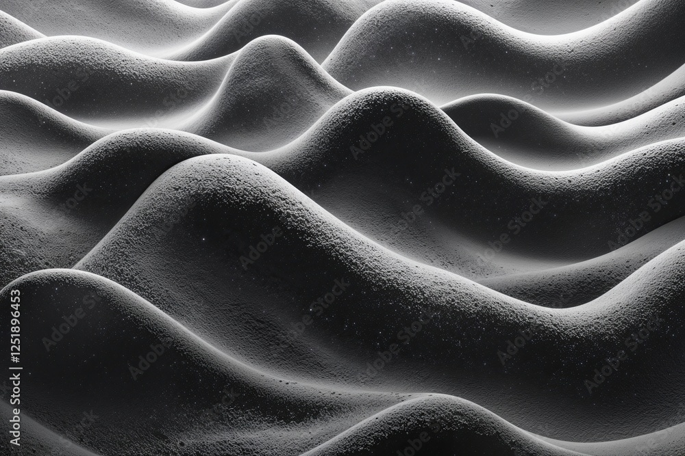 Poster monochromatic textured noise surface with fluid waves for wide format banner and poster design