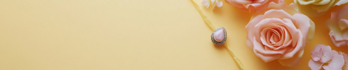 Elegant Multicolored Roses on Pastel Yellow Background &ndash; Luxury Floral Arrangement with Soft Pink, Coral & Lilac Hues, Minimalist Aesthetic, Copy Space