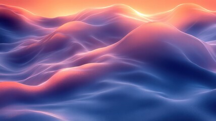 Soft Abstract Ocean Waves with Colorful Gradient at Sunset
