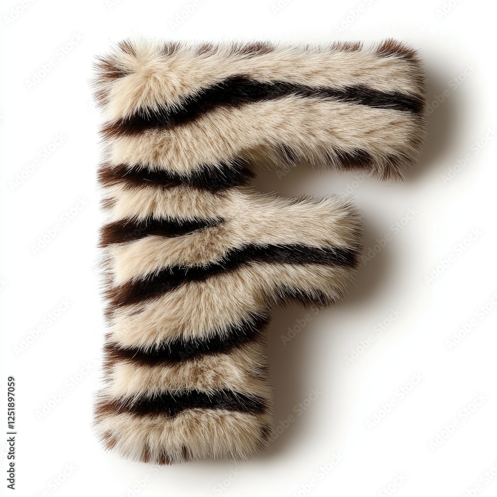 Poster zebra fur letter f on white background displaying unique texture and design for creative projects an