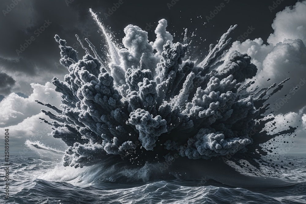 Poster dark cloud abstract texture with murky grain splash effect explosive design