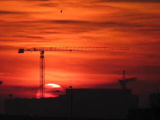 Naklejka premium construction site at sunset
