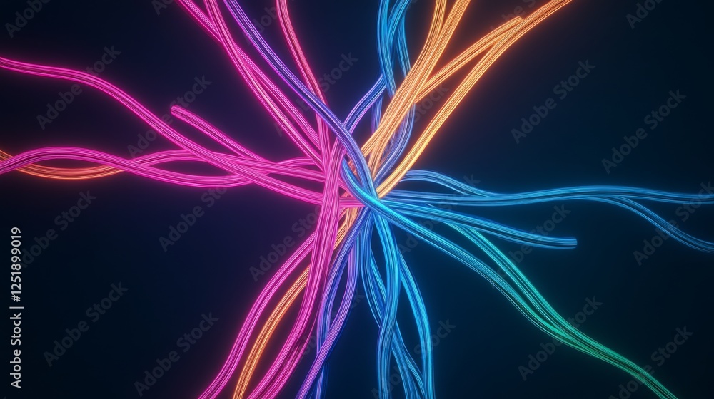 Aufkleber colorful abstract lines intertwining against a dark background, creating a vibrant visual effect