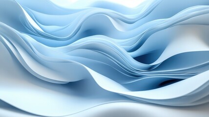 Fototapeta premium Ethereal Blue Waves of Paper Flowing in Light and Shadow