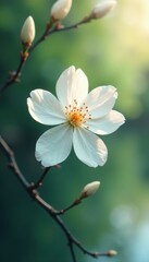 Floating white blossom, soft focus, tranquil scene , focus, white flower, dreamy