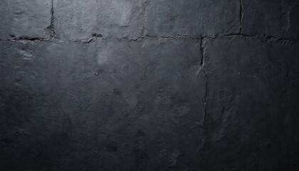 Dark stone background featuring concrete wall surface with copy space. Aged, weathered rock texture with rough structure. Black granite material with cracks, borders for header design, banner