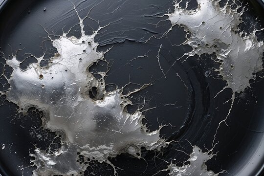 Elegant Silvery Cloud Texture on Dark Plate with Abstract Scuffs