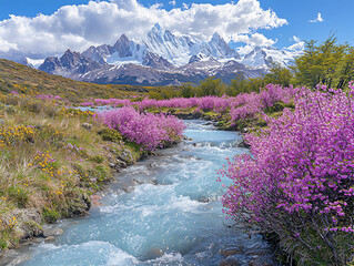  spring meltwater in patagonian peaks