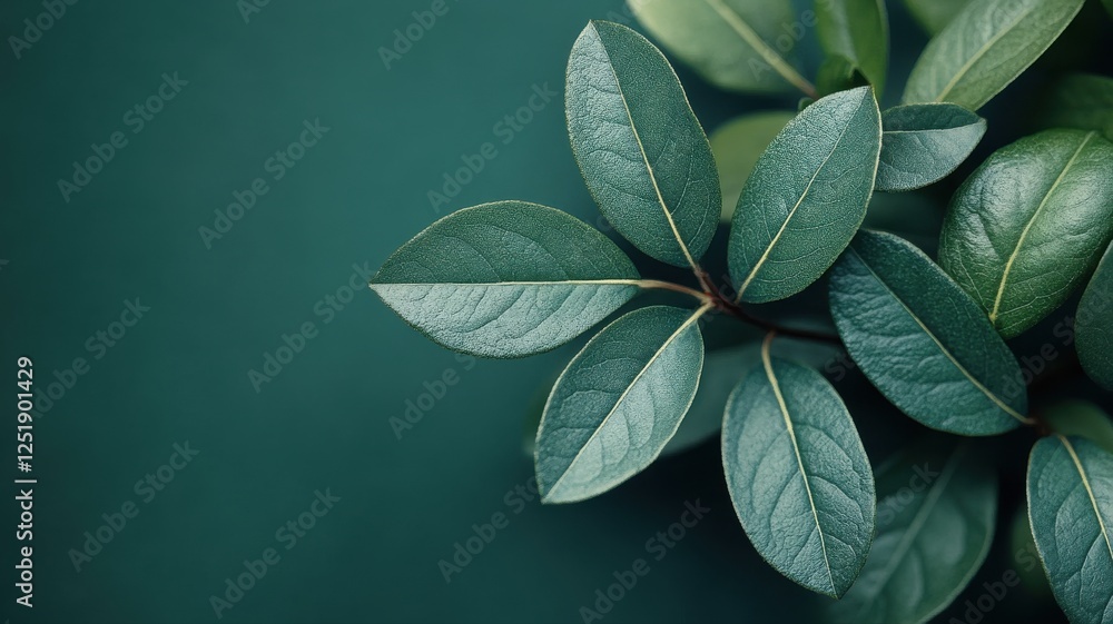 Poster Fresh Green Leaves on Dark Background for Nature Inspired Designs