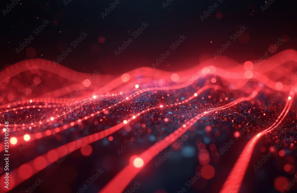 Leinwandbilder abstract futuristic background with red glowing neon moving high speed wave lines, bokeh lights. dat