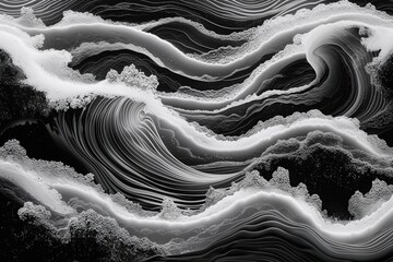 Elegant Retro Waves with Monochrome Fluid Abstract Grainy Noise for Luxurious Artistic Poster Designs