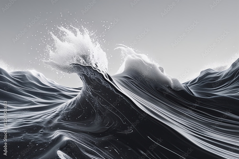 Poster dynamic black and white abstract liquid burst and velvet wave gradient background for modern website