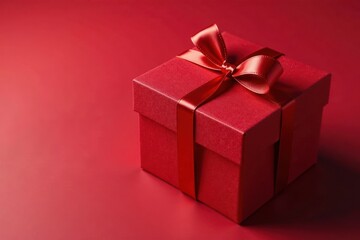 Red velvet gift box with juta ribbon tied neatly, present box, Christmas gift, gift box