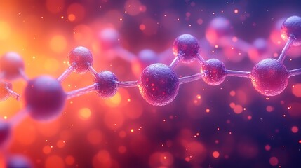 High tech molecular model with detailed bonds and atomic formations