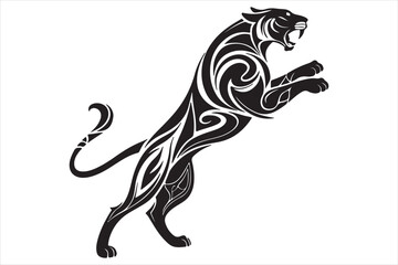 Black and white illustration tiger