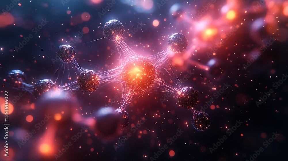 Wall mural abstract molecular web glowing against a dark gradient backdrop