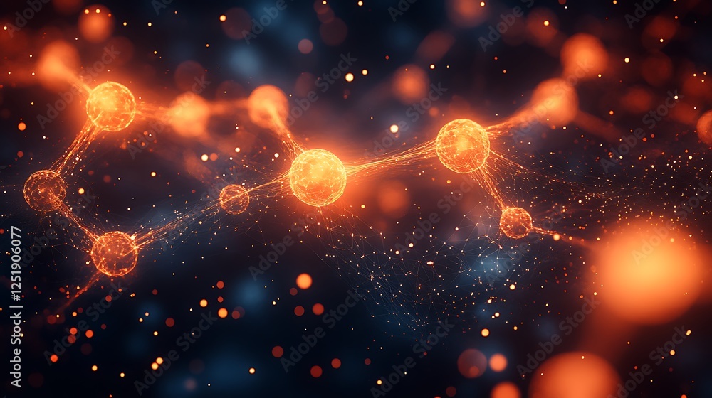 Canvas Prints abstract molecular web glowing against a dark gradient backdrop