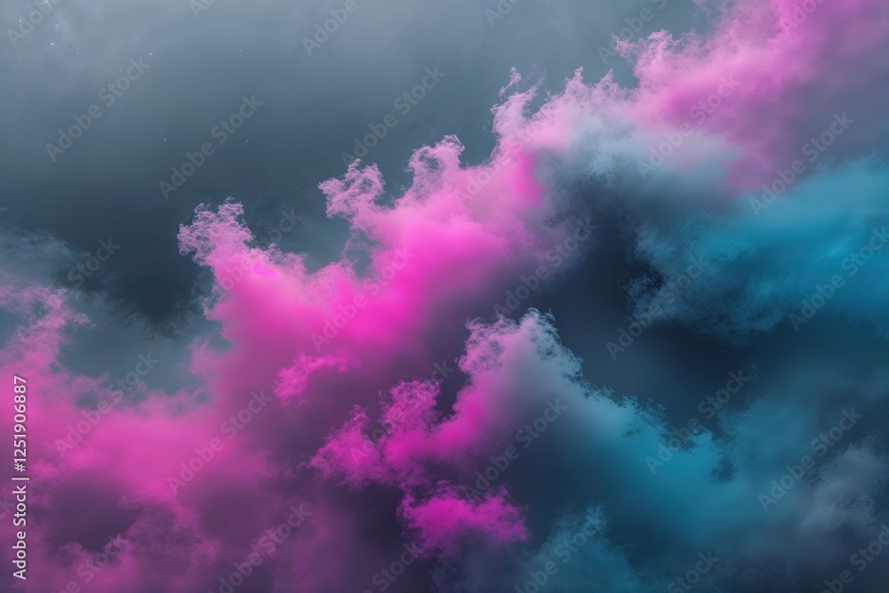Poster vibrant cyan magenta gray abstract misty design with color gradient and grainy texture