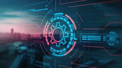 Futuristic Technology Interface:  Digital Gear Cogwheel System