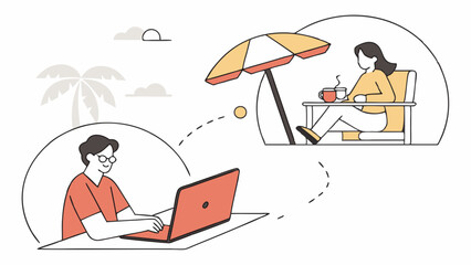 Remote Work in a Tropical Paradise: Digital Nomads Working Outdoors