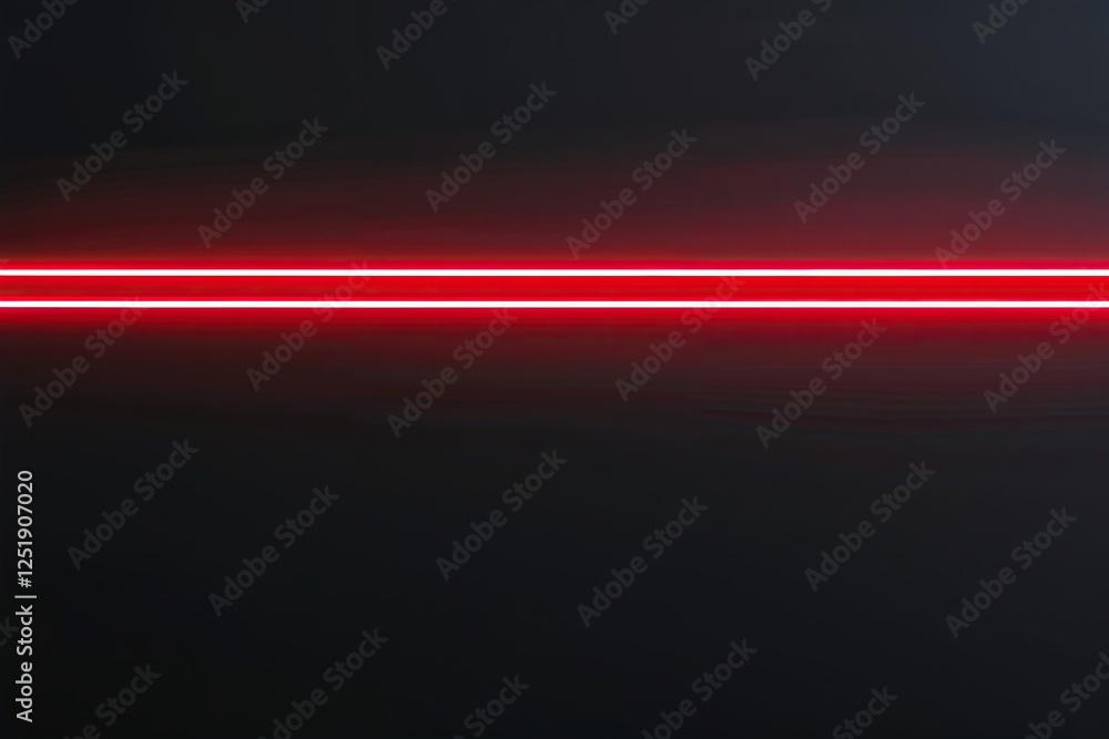Poster red neon glow horizontal speed light line on black background with motion effect