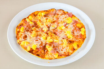 Traditional Turkish cuisine. Pizza, pita, pidesi, sucuk, hummus, kebab. Many dishes on the table. Serving dishes in restaurant. Mix, formaggi, veggie pizza. Top view, flat lay