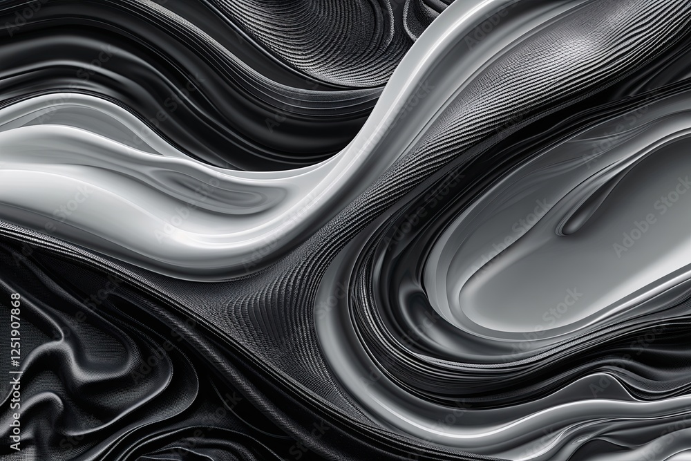Poster elegant black and white textured patterns blending with fluid smooth designs for high-end webpage he