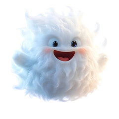 Fluffy 3D Cartoon Ghost Isolated on Transparent Background