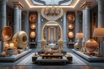 Stunning 3D Render Showcase of Design Artifacts and Creative Works