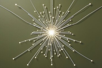 Obraz premium Olive Green Canvas with White Starburst Line and Dynamic Motion Effect