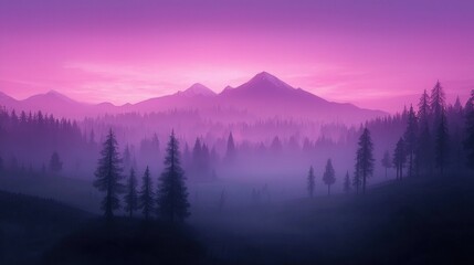 Obraz premium Mystical sunrise over mountain landscape forested valley nature tranquil environment serene viewpoint