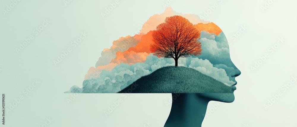 Poster exploring mindscapes conceptual art of nature and emotion abstract environment thoughtful perspectiv