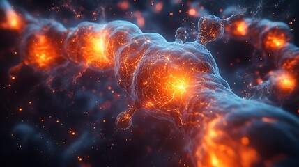 Visual representation of active cell communication with energy flows between tiny organisms