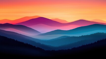 Fototapeta premium Breathtaking mountain sunset views serene landscape nature tranquil environment panoramic perspective