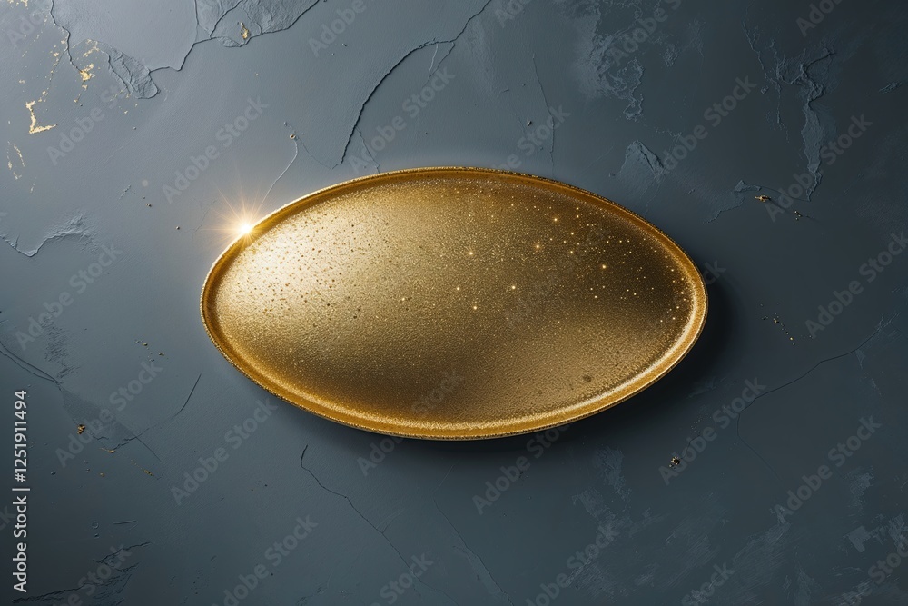 Poster Shimmering Gold Oval on Subtle Slate Gray Background with Modern Tech Display