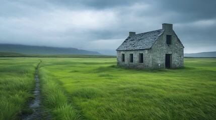 Obraz premium Forgotten home amid natural beauty.