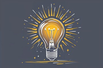 Radiant Light Bulb Illustration Symbolizing Creativity and Original Ideas for Innovative Concepts