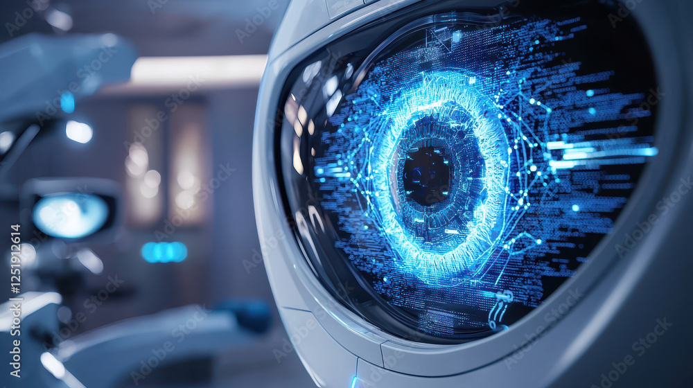 Poster Digital eye scan using advanced ophthalmology device for precise eye examination