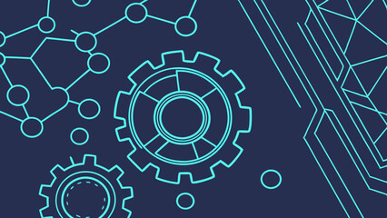 Futuristic Technology Cogs and Networks Digital Illustration