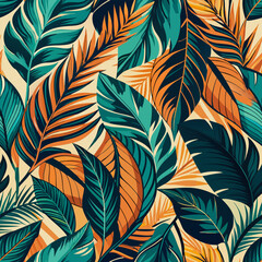 Lush Green and Orange Leaf Motif with a Modern Twist.