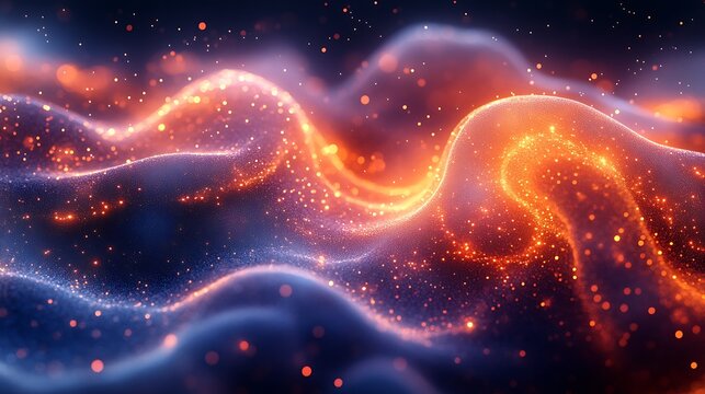 Energy waves flowing between microscopic organisms in an organic digital space