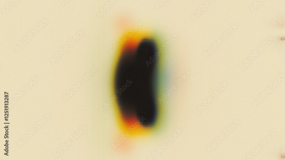 Poster abstract colorful blur with central black shape on light background