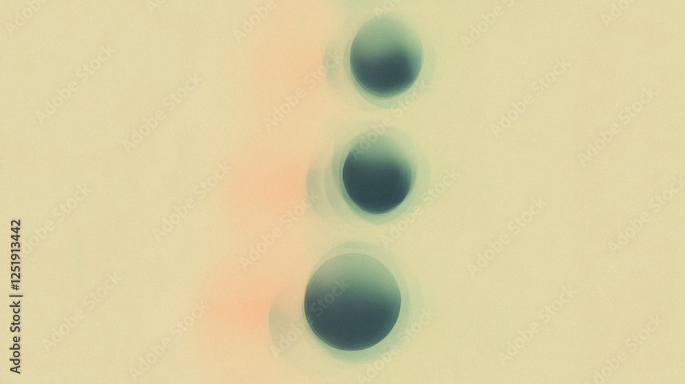 Aufkleber abstract minimalist art with three gradient circles on subtle beige background
