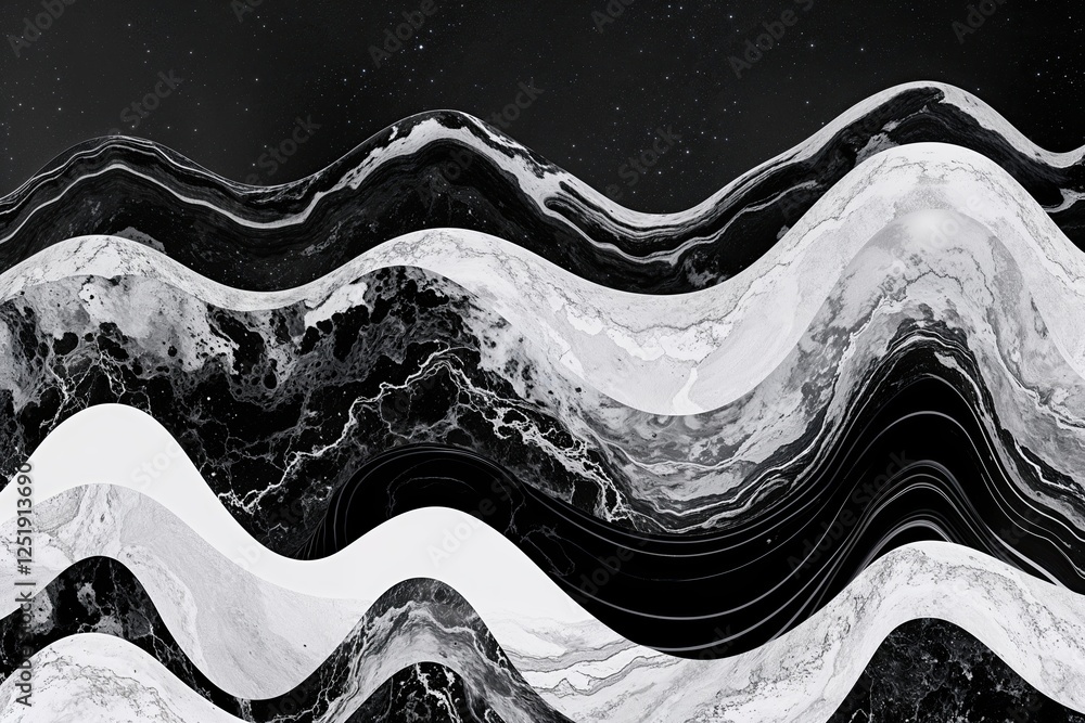Poster fuzzy noise background with monochrome marble wave design for retro art posters and web banner graph