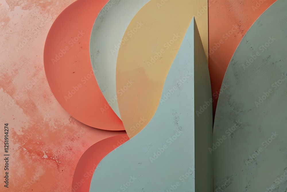 Poster dynamic rustic gradient background with minimalist colorful shapes in radiant rainbow coral sage azu