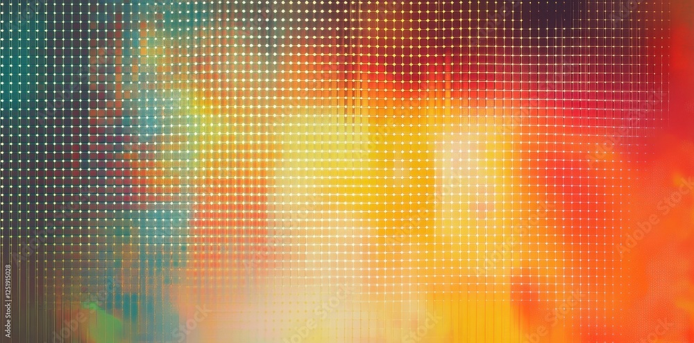 Poster abstract colorful mosaic pattern with glowing lights and mesh effect